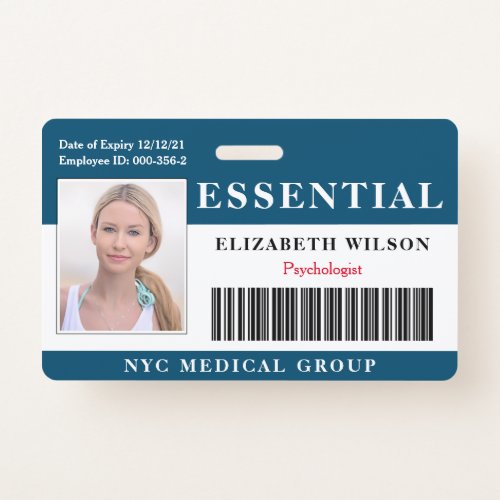 Essential  Modern Employee Photo ID Badge