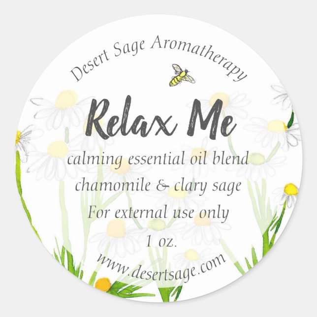 Essential Oil Aromatherapy Chamomile Custom Classic Round Sticker (Front)