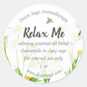 Essential Oil Aromatherapy Chamomile Custom Classic Round Sticker