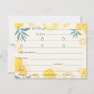 Essential Oil Blends Recipe Directions Card