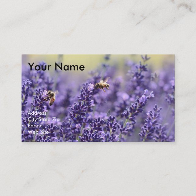 Essential Oil Business Cards with Lavender (Front)
