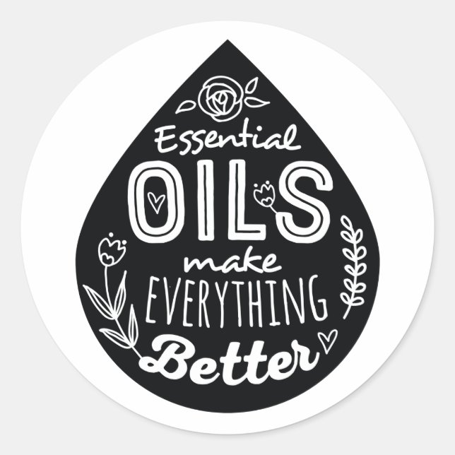 Essential Oil Drop Classic Round Sticker (Front)