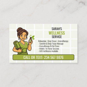 Essential Oil Massage Spa QR Cartoon Girl Business Card