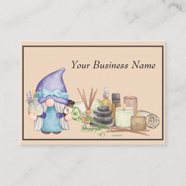 Essential Oil or Spa Business Card with Gnome (Front)