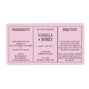 Essential Oil pink Cosmetic Bottle Wrap Label