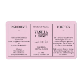 Essential Oil pink Cosmetic Bottle Wrap Label