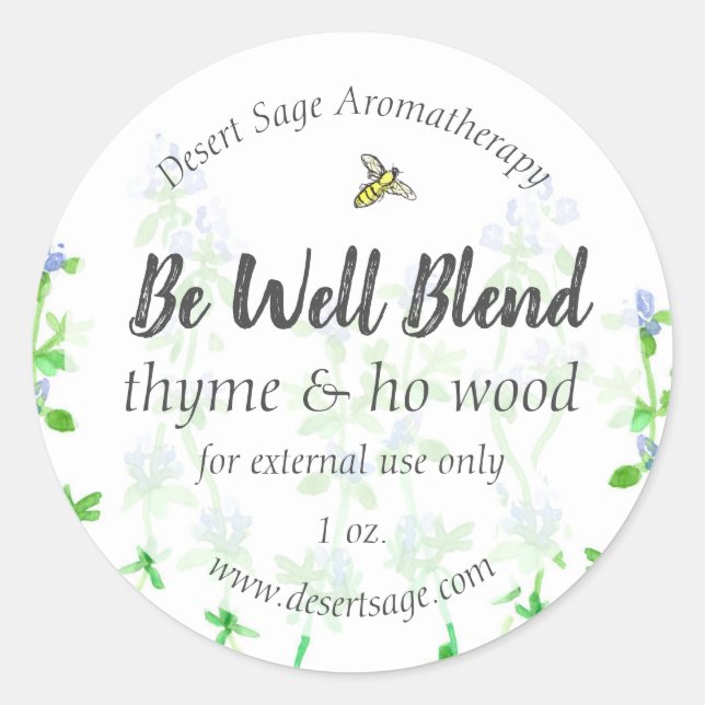 Essential Oil Product Label Thyme Herb Customize   (Front)
