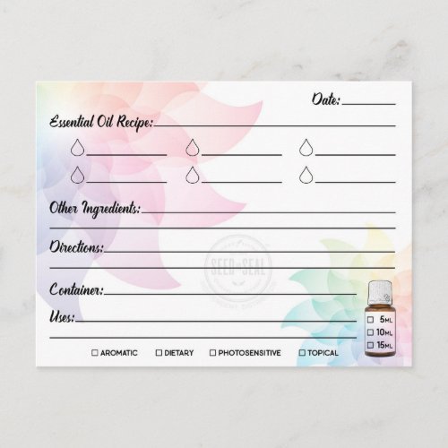 Essential Oil Recipe Postcard