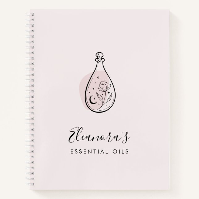 Essential Oils Aromatherapy Logo Blush Pink Notebook (Front)