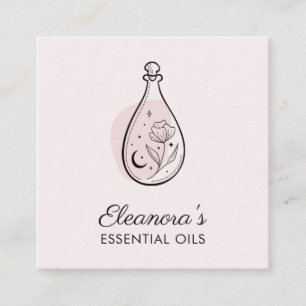 Essential Oils Aromatherapy Logo Blush Pink Square Business Card