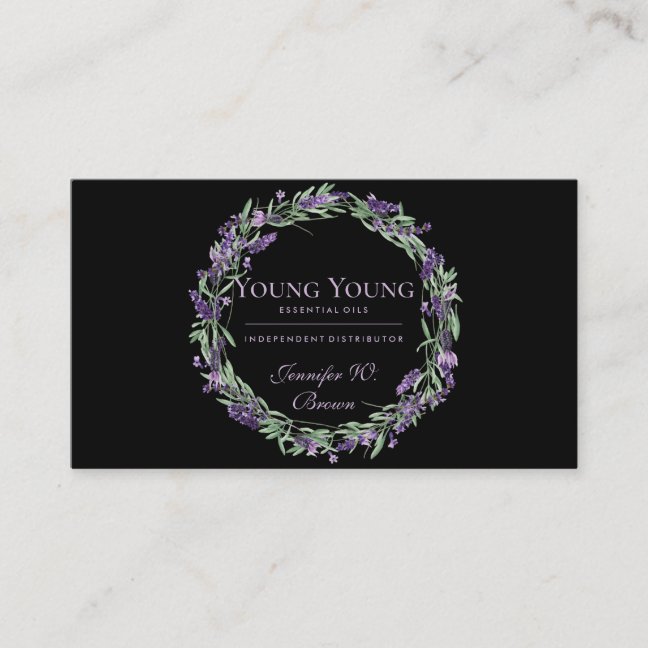 Essential Oils Circle Lavender Frame Business Card