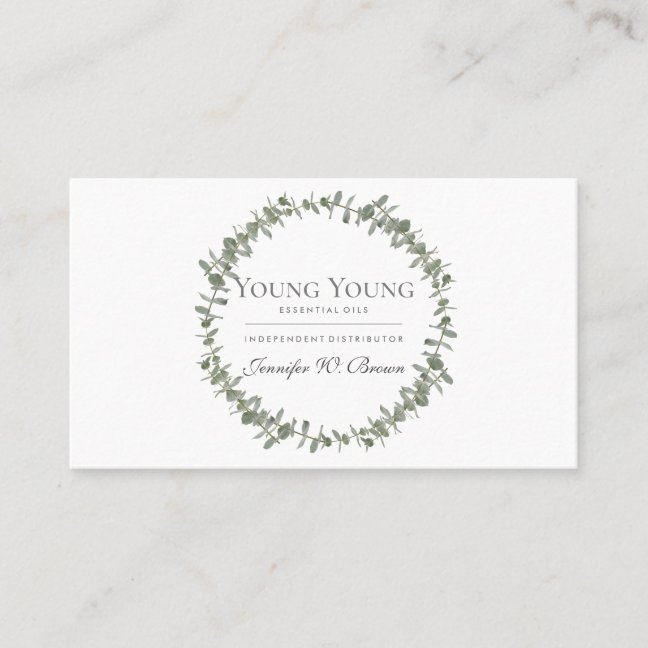 Essential Oils eucalyptus floral frame circle Business Card