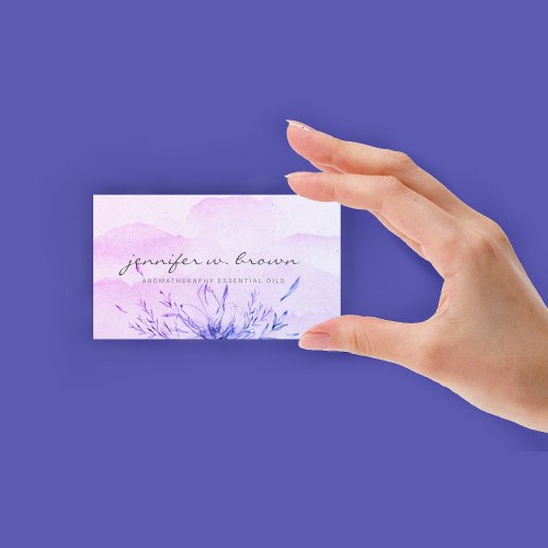 Essential Oils purple watercolor Business Card