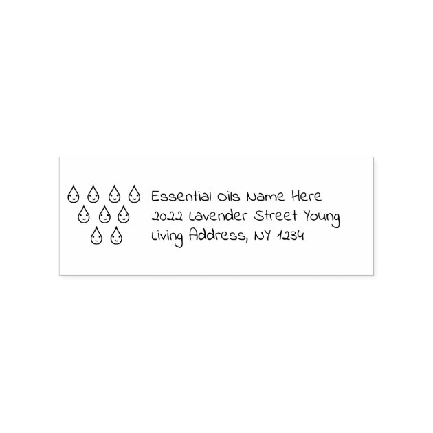 Essential Oils Water Droplets Rubber Stamp