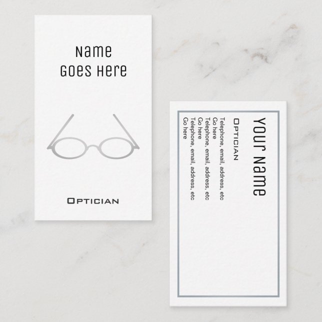 "Essential" Optician Business Cards (Front/Back)