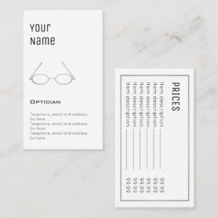 "Essential" Optician Price Cards