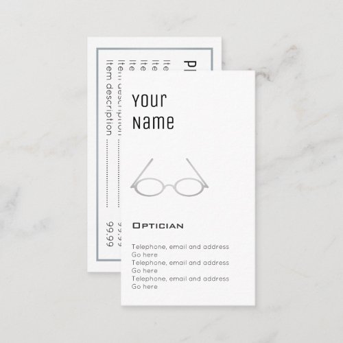Essential Optician Price Cards