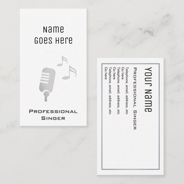 "Essential" Professional Singer Business Cards (Front/Back)