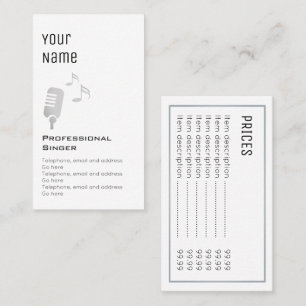 "Essential" Professional Singer Price Cards