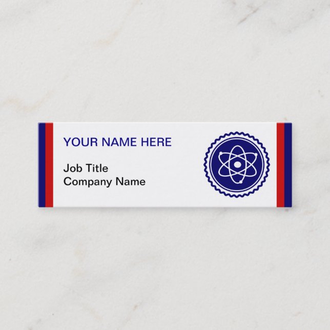 Essential Science Blue Atomic Badge Mini Business Card (Front)