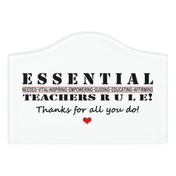 Essential Teachers Rule 1 Door Sign by profilesincolor at Zazzle
