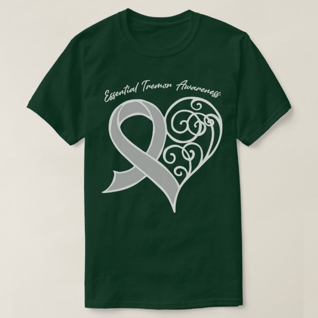 Essential Tremor Awareness Heart Ribbon Gift Valen T-Shirt (Design Front)
