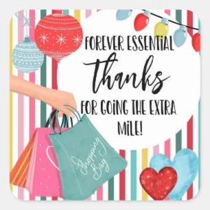 essential worker delivery driver gift thank you square sticker