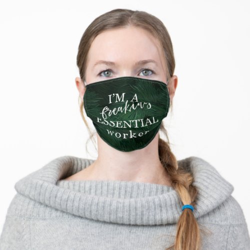 Essential worker quote tropical leaves adult cloth face mask