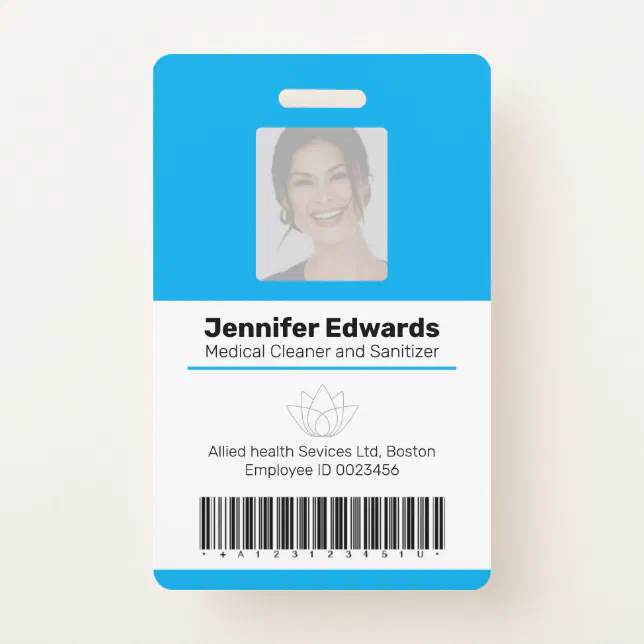 Essential workers identification ID barcode entry Badge | Zazzle