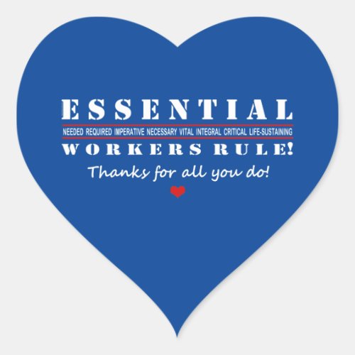 Essential Workers Rule Thank You 2 Heart Sticker