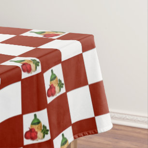 Essentials of Italian Cooking Checkerboard Pattern Tablecloth