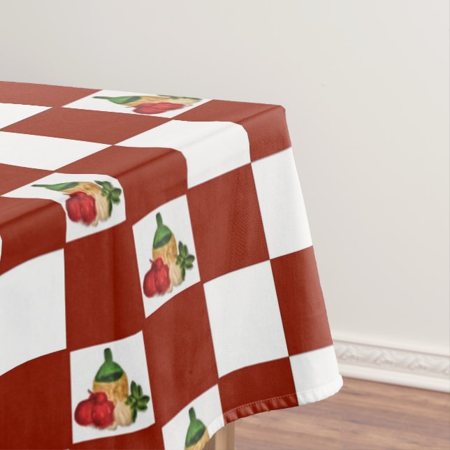 Essentials of Italian Cooking Checkerboard Pattern Tablecloth (In Situ)