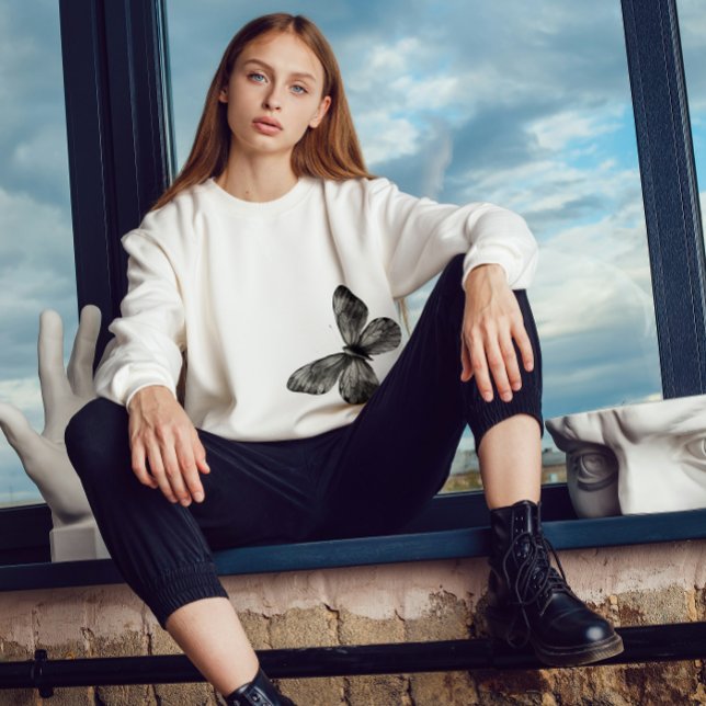 Essentials of Leisure w/ Butterfly Print - White Sweatshirt (Creator Uploaded)