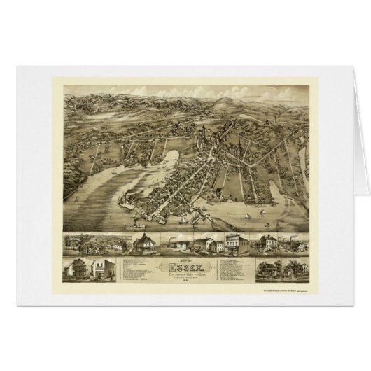 Essex, CT Panoramic Map - 1881 Cards (Front Horizontal)