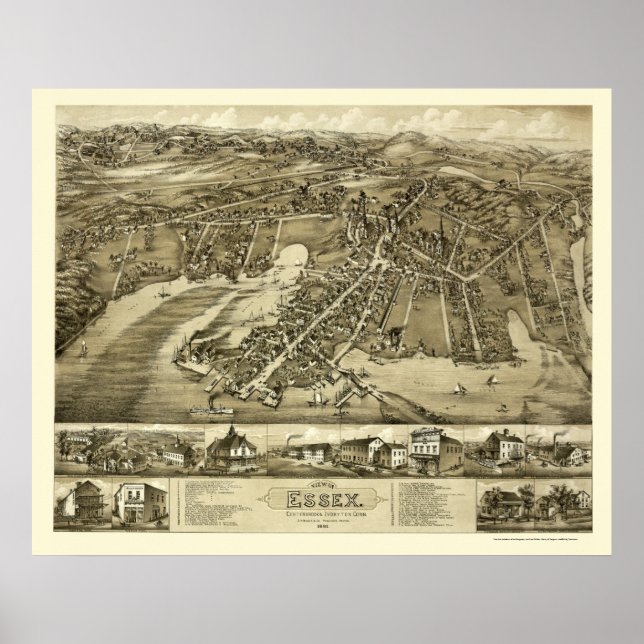 Essex, CT Panoramic Map - 1881 Poster (Front)