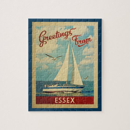 Essex Sailboat Vintage Travel Connecticut Jigsaw Puzzle