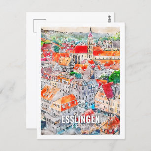 Esslingen Germany Famous Travel Place Watercolor Postcard