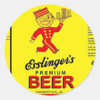 ESSLINGER'S PREMIUM BEER Running Waiter w Tray Classic Round Sticker