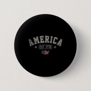 Est 1776 Patriotic Us American Flag 4th Of July Am Button