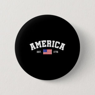 Est 1776 Patriotic Us American Flag 4th Of July Am Button