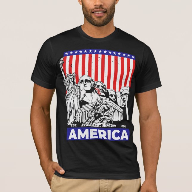 Est 1776 Patriotic US American Flag 4th Of July Pr T-Shirt (Front)