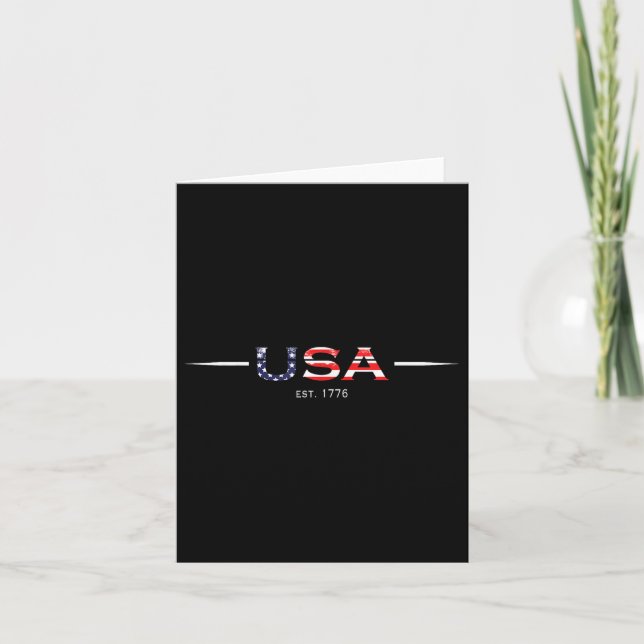Est 1776 Patriotic Usa Flag 4th Of July America Fu Card (Front)