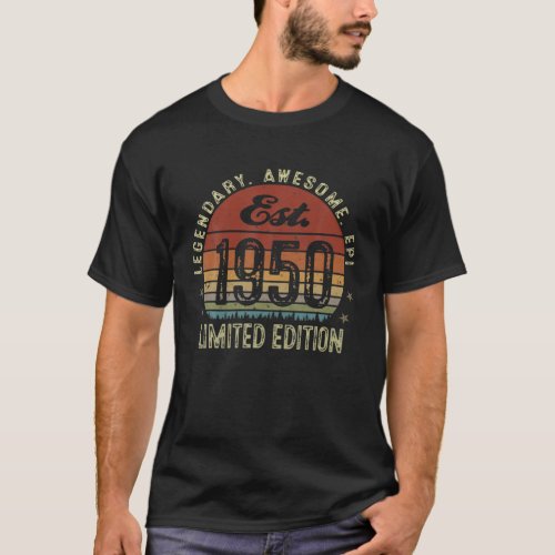 Est 1950 Vintage 1950 Limited Edition 72Th Birthd T_Shirt