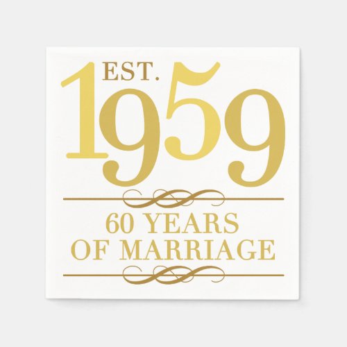 Est 1959 60th Wedding Anniversary Napkins