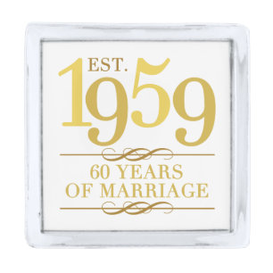 Est. 1959 60th Wedding Anniversary Silver Finish Lapel Pin