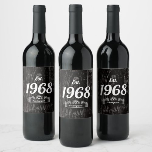 Est 1968 A Vintage Year Wine Label