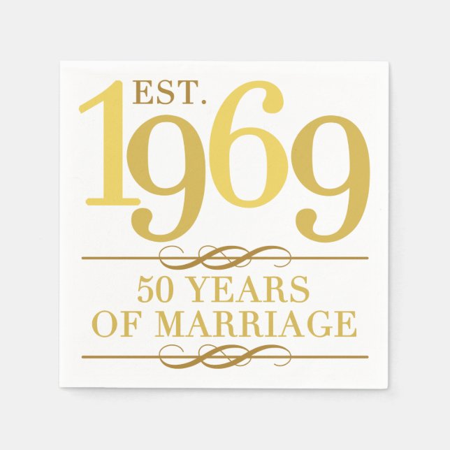 Est. 1969 50th Wedding Anniversary Napkins (Front)