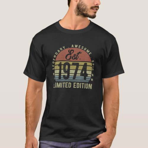 Est 1974 Vintage 1974 Limited Edition 50th T_Shirt