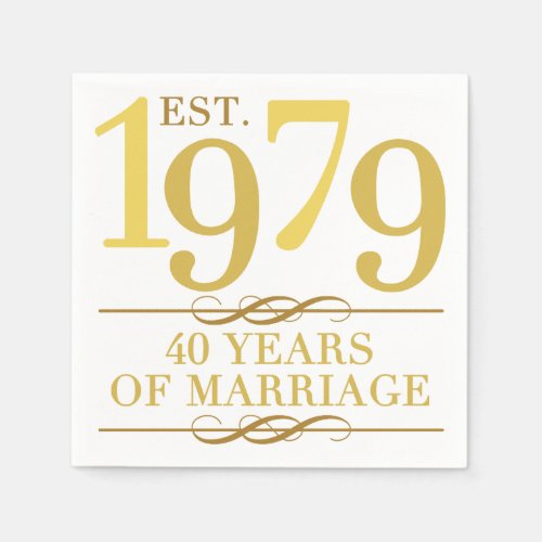 Est 1979 40th Wedding Anniversary Napkins