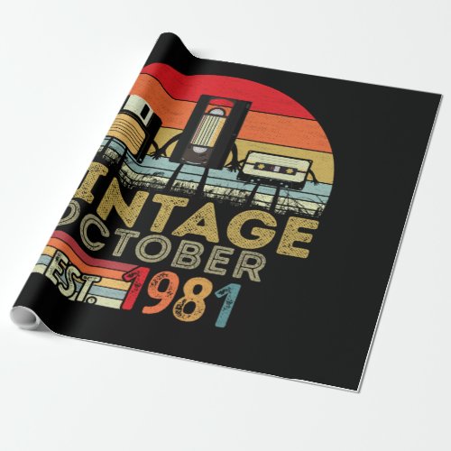 EST 1981 October Vintage 40th Birthday Wrapping Paper